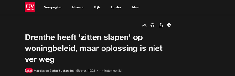 RTV Drenthe over woningbouw: nu doorpakken voor starters en dorpen in De Wolden
